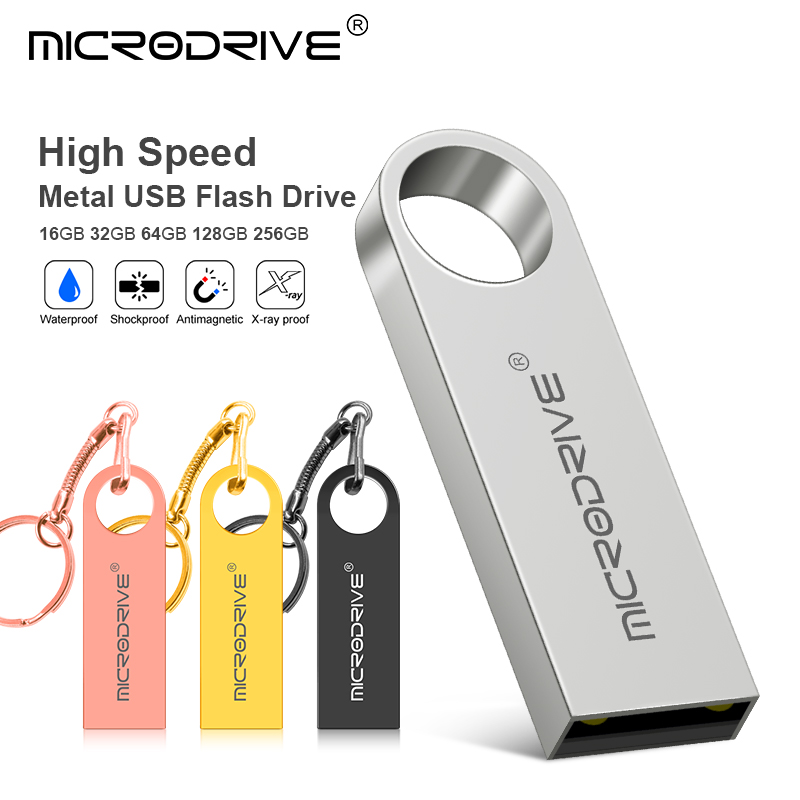 Metalen USB Flash Drive Pendrive 8GB 16GB 32GB 64GB Hoge Snelheid Memory Stick U Disk 128GB waterdichte Sleutelhanger metalen stick sleutel