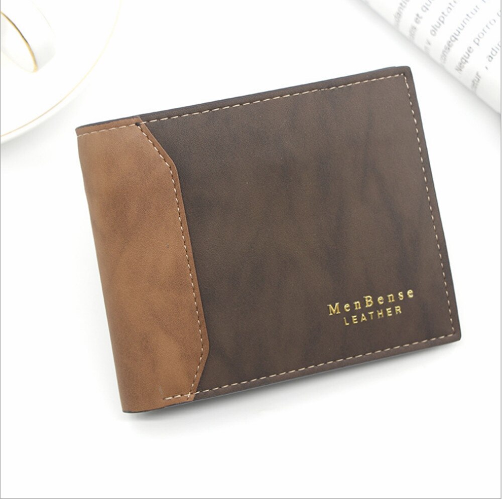 men's short wallet Splicing retro youth wallet ultra-thin men's cross-section wallet men's wallet price: Gray