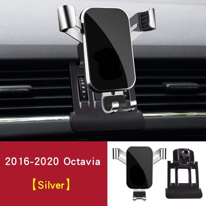 Soporte de teléfono móvil para Skoda Octavia A7, accesorios de salida de aire Interior, , , , ,: Negro