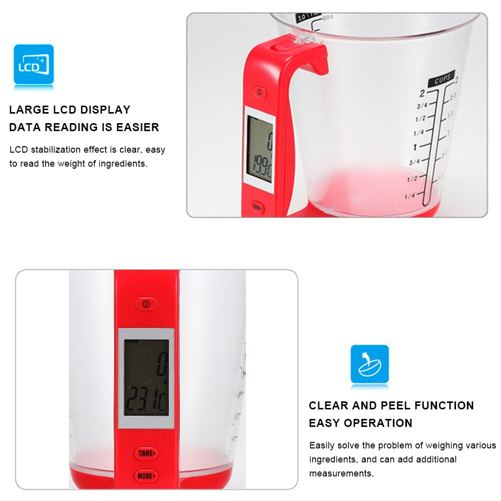 Digital Measuring Cup Electronic Measuring Cup Scale with LCD Display for Milk, Water, Liquid, Food, Vegetable