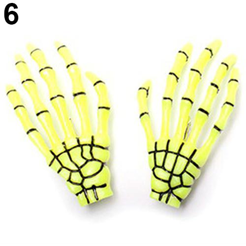 Épingle à cheveux à patte en crâne, Punk, épingle à cheveux exagérée, os, griffes de main, ornements capillaires un, tendance nouveauté: yellow 6