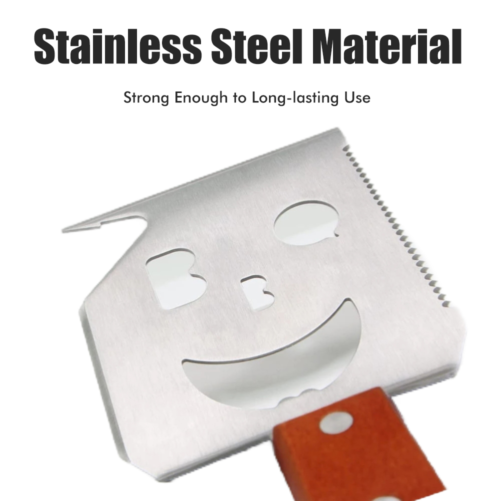 Multi-purpose Grill Spatula for Outdoor Grill with Flipping Fork 5 in 1 Smiley Barbecue Spatula Grill Barbecue Tool