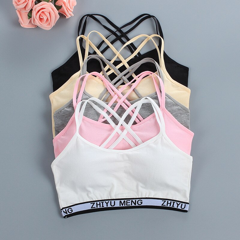 Cotton Womens Bra Non-wired Tube Top Lingerie Teen Girls Underwear Training Bras Big Children Shaping Breathable Elasticity Vest