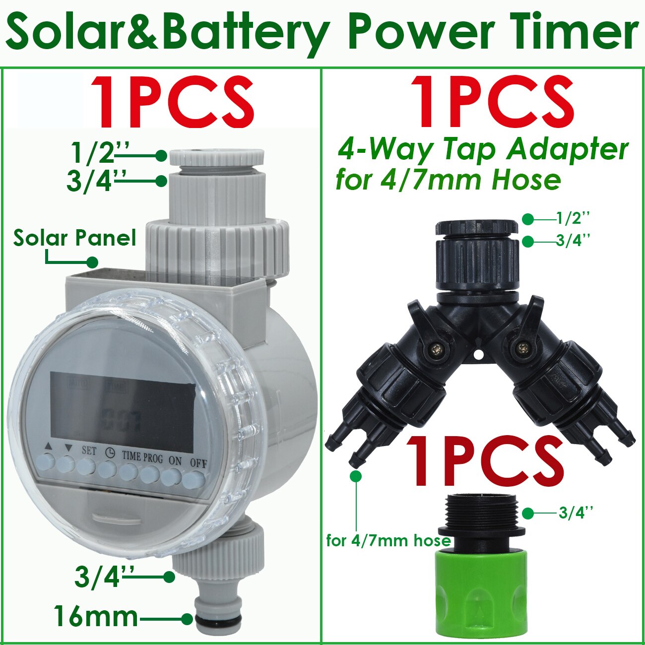 KESLA Garden Solar Battery Powered Watering Timer Drip Irrigation Greenhouse Electronic Automatic Irrigator Controller System: black