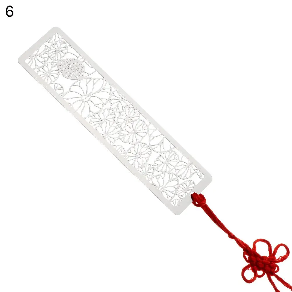 Metal Hollow Bookmarks Chinese Style Red Knot Book Clip Stainless Steel Pagination Mark Calligraphy Painting Kids: Pink