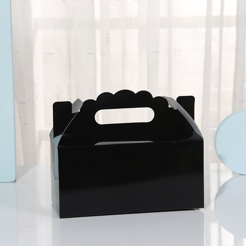 50 Pcs Kraftpapier Cake Opvouwbare Dozen Met Handvat Bruin Cupcake Doos Kerst Papier Kartonnen Taart Pakket Craft Cadeaupapier: Black