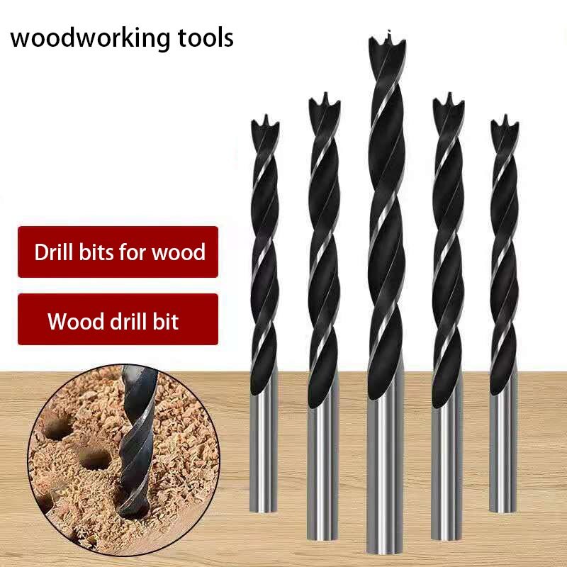 three-point woodworking drill bit perforating support drill electric drill rotary head wood plank hole special twist drill bit