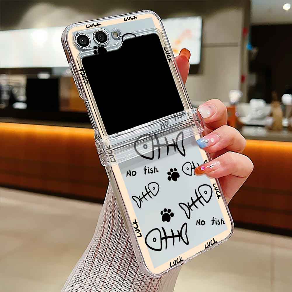 Case For Samsung Galaxy Z Flip 6 5 4 3 Transparent Hard Folding Luxury Pattern For Samsung Z Flip3 Flip4 Flip5 Flip6 Clear Cover: aluminum / green