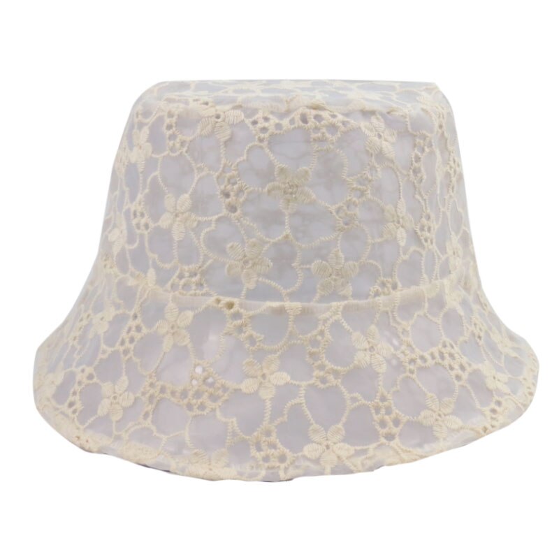FOXMOTHER Korean Lace Hollow Flower Fishermen Caps Sun Casual Lady Bucket Hats Women Gorras Summer: Beige