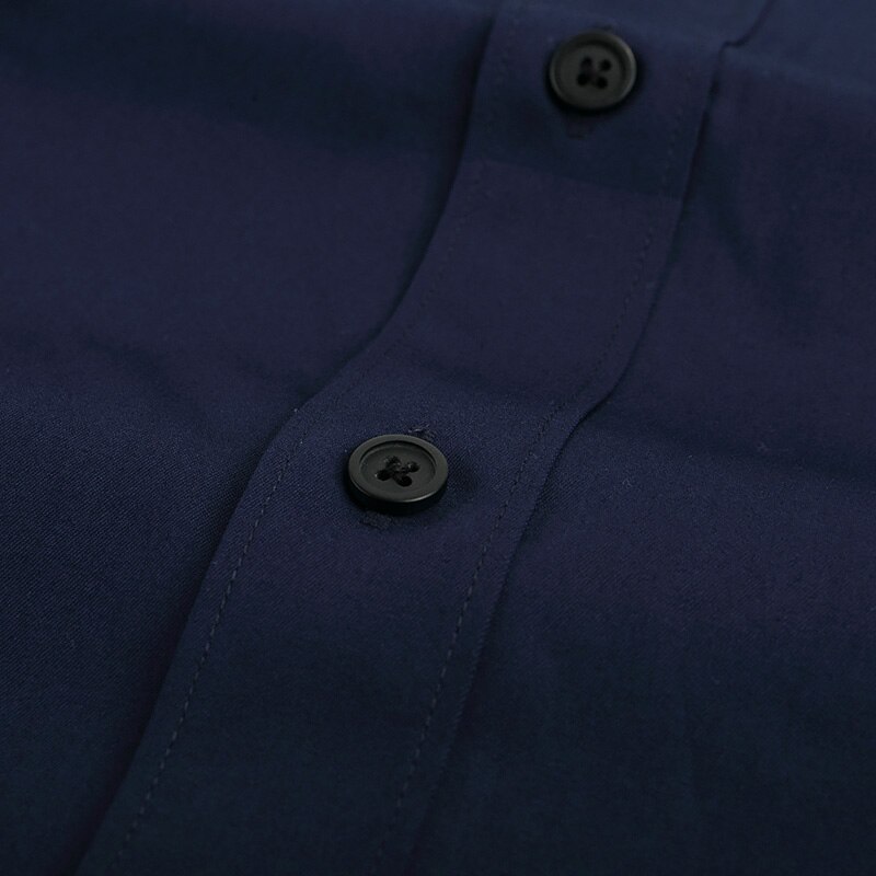 Camisa de vestir de para hombre, camisas de corte Regular a la , camisas de negocios de manga larga con gemelos, Color sólido, azul marino