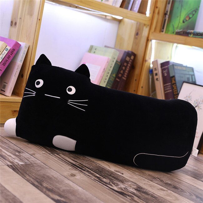 Lange Zachte Dier Cartoon Kussen Kussen Leuke Kat Walvis Dinosaurus Knuffel Gevuld Mooie Unieke Kid Brinquedos: Black / 80cm