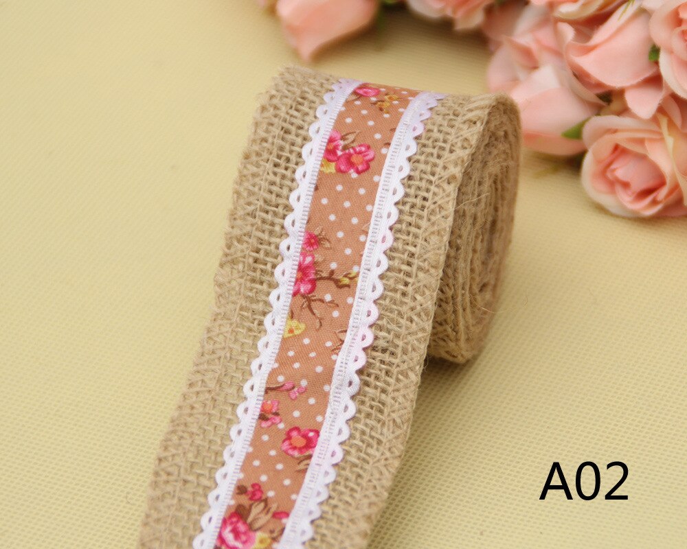 1 Pc DIY Natural Jute Burlap Lace Ribbon Rustic Vintage Wedding Decor Hessian Jute Roll Merry Christmas Party Supplies DIY: 2