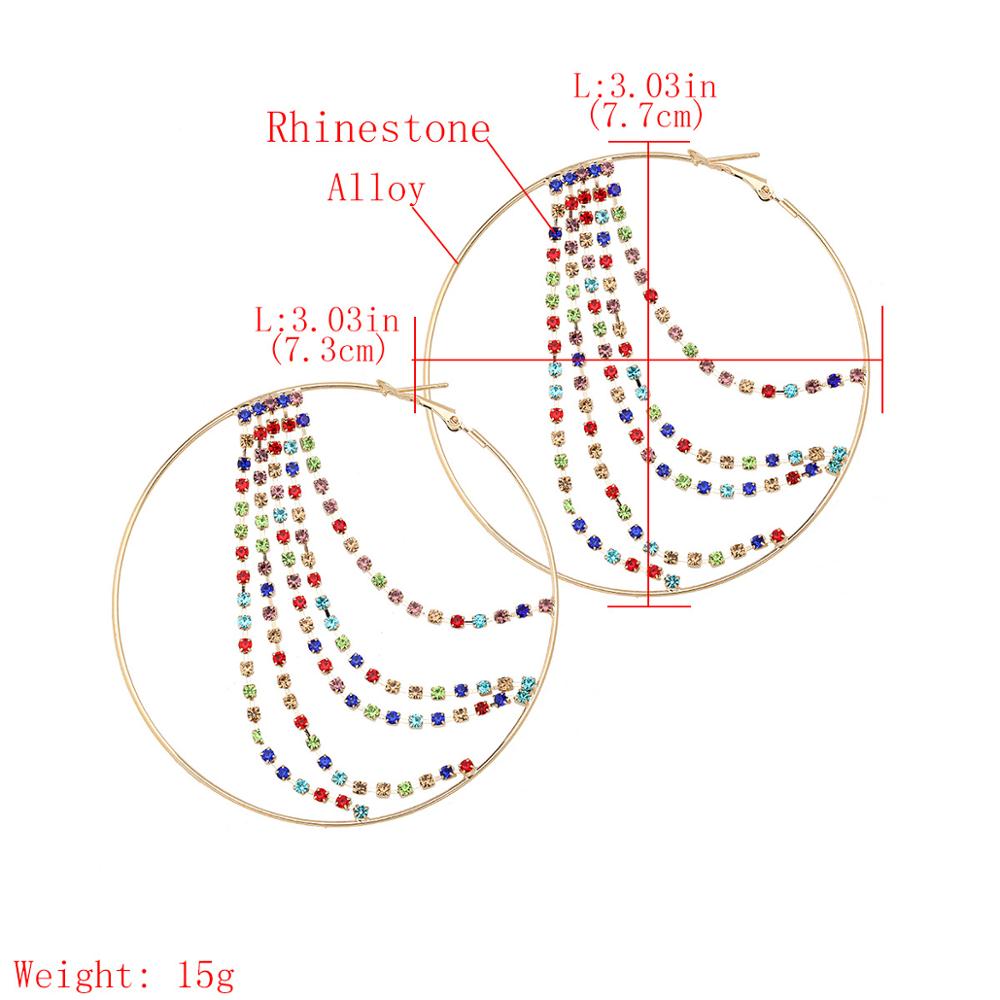 Overdrevet rhinestone big hoop øredobber for kvinner smykker bohemian statement øredobber tilbehør