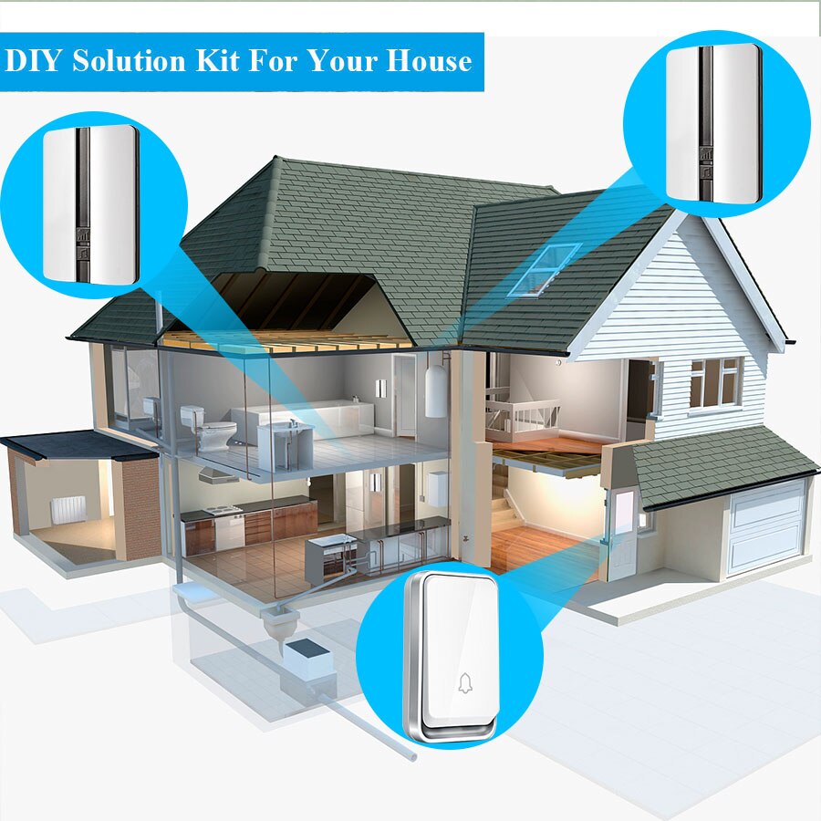 Self Generation Wireless Doorbell Home Smart Electronic Remote Control Long Distance No Battery Cordless Doorbell