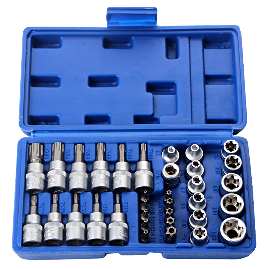 Male Female E Torx Star Socket Set &amp; Bit with Torx Tool Kit External Torque Star Socket Set Motor Repairing Tool
