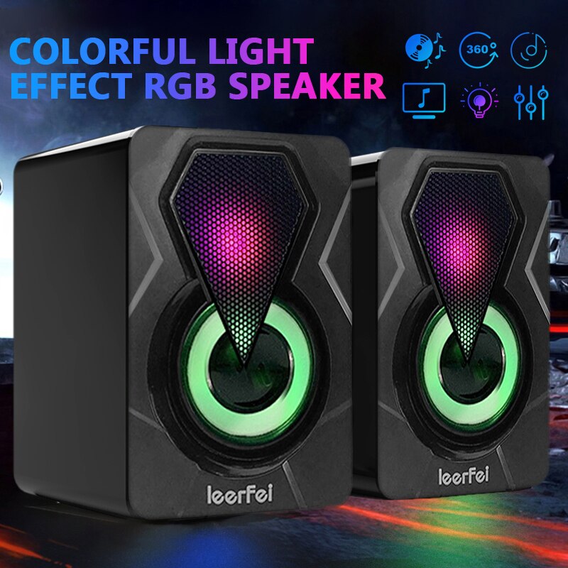 3.5Mm Audio Plug Wired Computer Speakers Bass Stereo Subwoofer Kleurrijke Led Licht Voor Laptop Dvd Mp3 Mp4 Speaker Soundbar