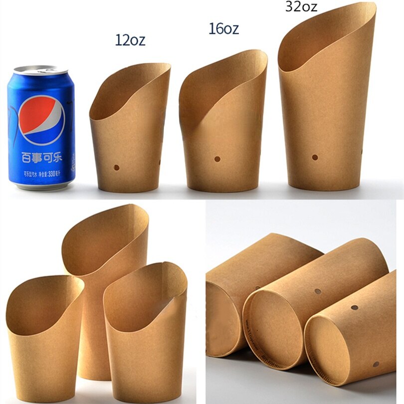100pcs Kraft paper potato chips box disposable,french fries cup,food bags,snack packing boxes,Hand holding snack cup