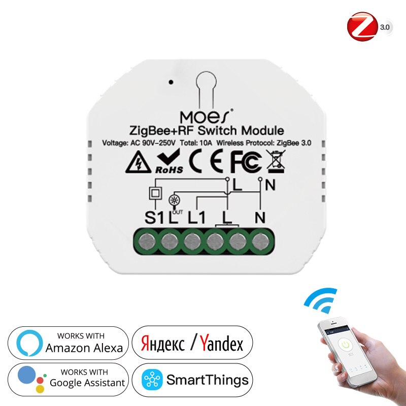 Mini DIY Tuya ZigBee 3.0 Smart Light Switch Module Smart Life/Tuya Remote Control Work With Alexa Google Home
