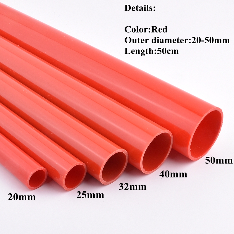 50cm PVC Water Pipe 25~50mm Red/Orange/Blue/Purple Aquarium Fish Tank Water Supply Pipeline Garden Irrigation Household PVC Pipe: WHITE / 1''