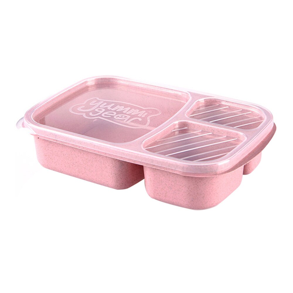 Portable Wheat Straw Microwave Safe Food Container Storage Box with 3 Compartments )