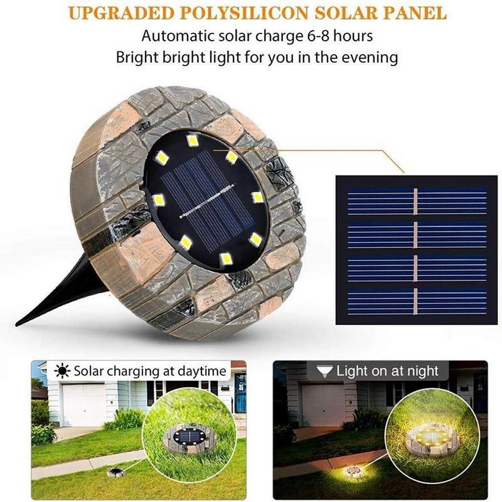 Luz Solar subterránea imitación de piedra patrón decoración de jardín luces de tierra lámpara al aire libre impermeable IP65 pasarela lámpara de camino