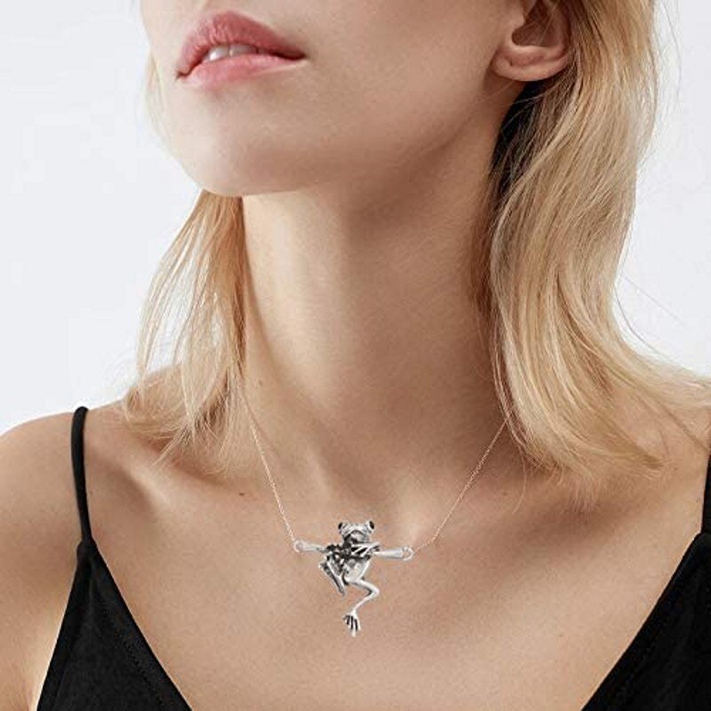 retro Nette Frosch Anhänger Halskette Für Frauen Mädchen retro Punk Hüfte hüpfen Stil Antike Silber Ebene Anhänger Halskette Schmuck