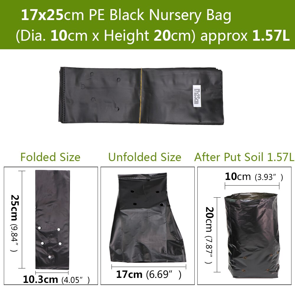 50PCSHDPE Black Grow Soil Bags Garden Agricultural Cultivation Pockets Seedling Breathable Permeable Anti-UV Pouch