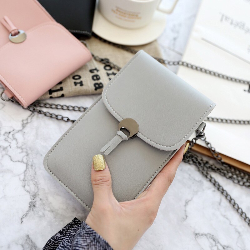 Touch Screen Transparent Cell Phone Purse Women Girls Small Leather Cross Body Handbag Mini Shoulder Bag Card Coin Wallet