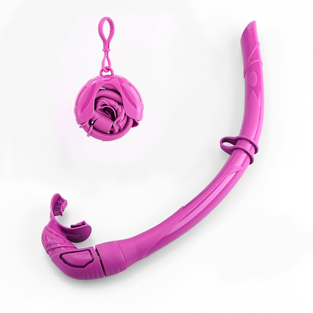 Tuba pliable en Silicone pour hommes et femmes, avec étui de rangement Compact, Tube de respiration humide pour la plongée en apnée: Rose Red
