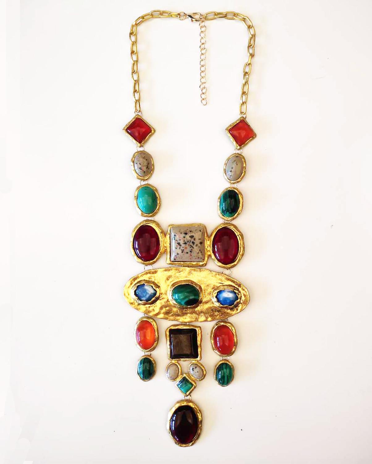 2021 nova za statement gargantilha colar feminino chian ouro multi pingentes maxi longo colar de jóias feminino vintage bohomia colar: C