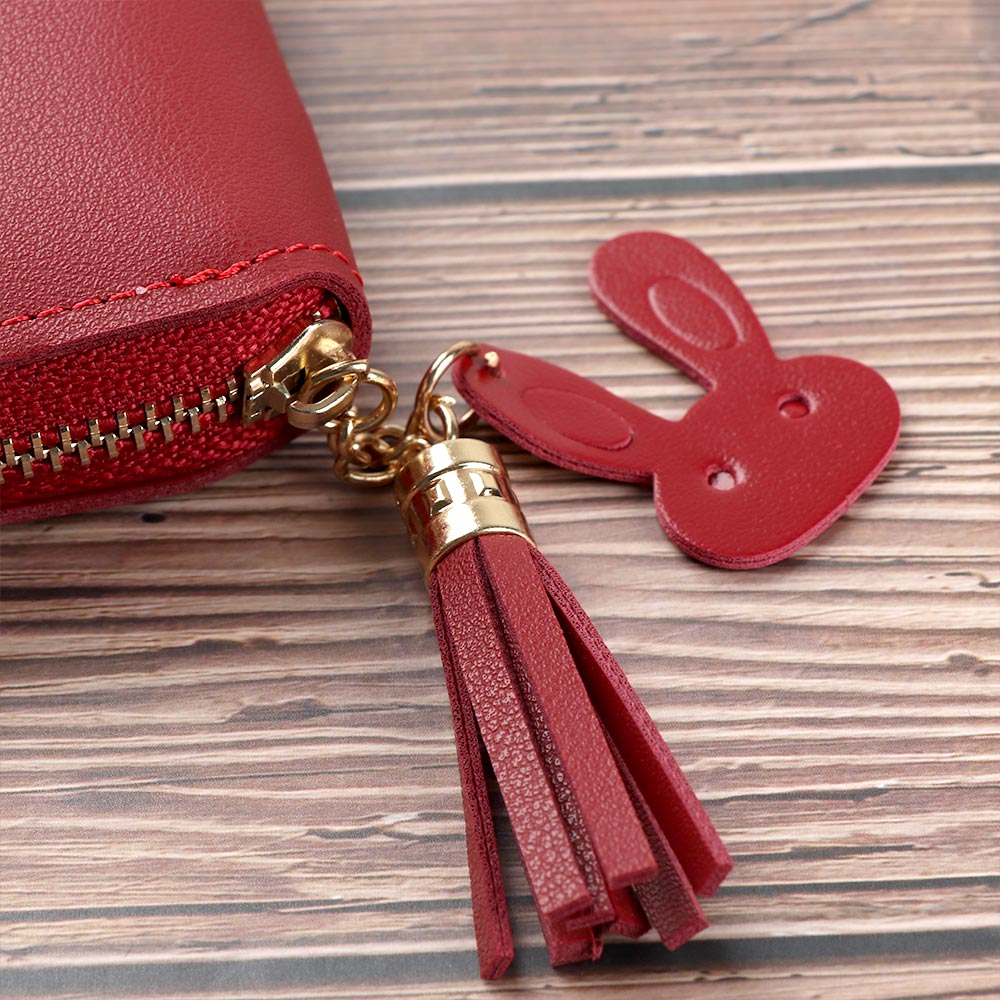 Korte kwastjes dames portemonnees schattige kleine portemonnee cartoon hond dier korte portemonnee met rits rond dames clutch kaarthouder