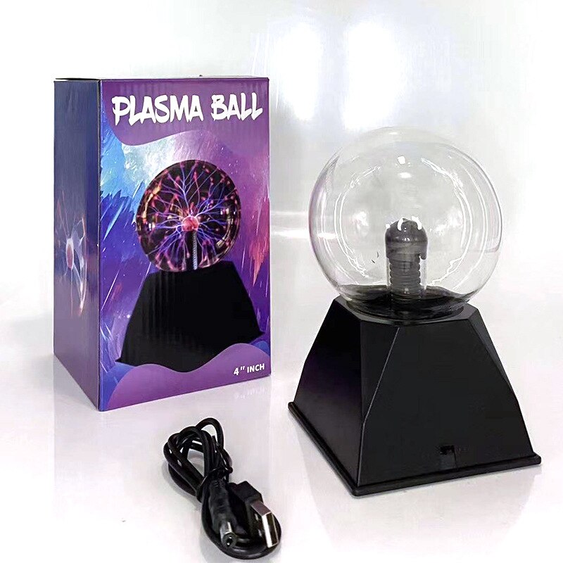 Touch Sensor Nachtlampje Usb Originaliteit Magic Bureaulamp Kinderen Slaapkamer Decor Nachtkastje Glazen Plasma Bal Lamp: 4 inches