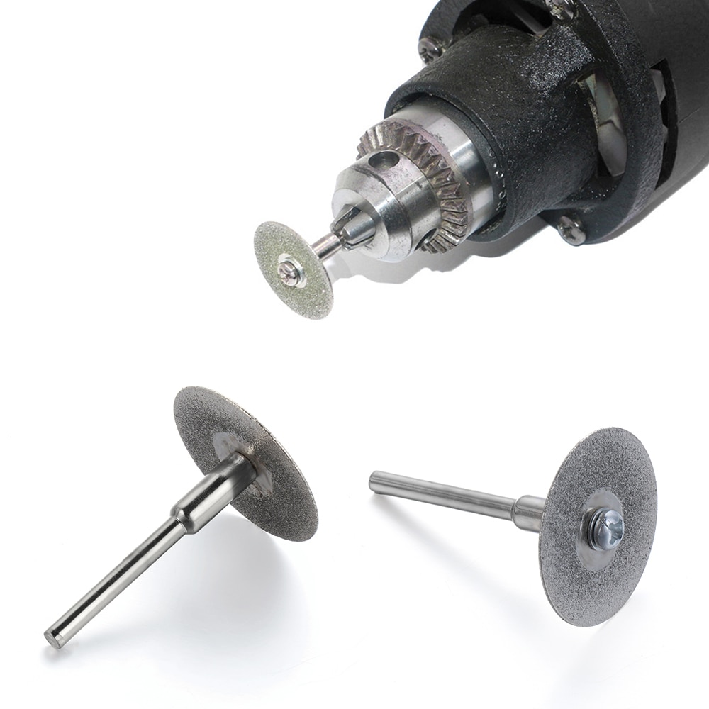 20-50mm Diamond Cutting Discs & Drill Bit Mini Circular Saw For Rotary Tool Dremel Stone Blade Mandrel 3.0mm