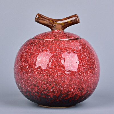 Gren keramisk mindesmærke husdyrurner - ekstra lille holder op  to 20 kubikcentimeter aske jordfarve kremering urne til aske: Rød