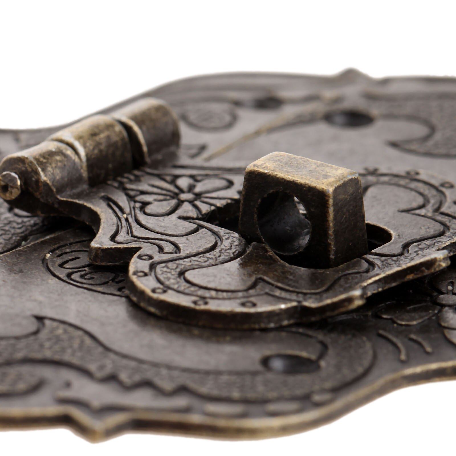 Cerrojo de caja de bronce antiguo de 3 tamaños, pestillo decorativo Vintage, caja de joyería de madera, cerrojo, almohadilla, candado para el pecho