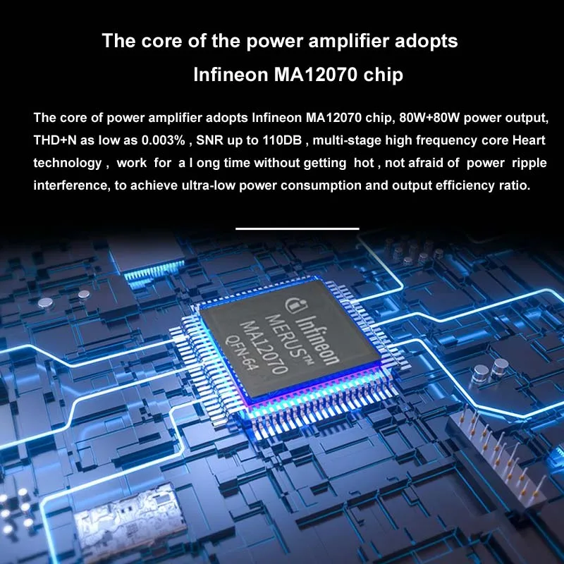 AMPLIFICADOR DE POTENCIA HIFI 80W * 2 alta potencia MA12070 + NE5532 Op Amp arquitectura amplificador de Audio de circuito equilibrado Dual medidor de VU incorporado