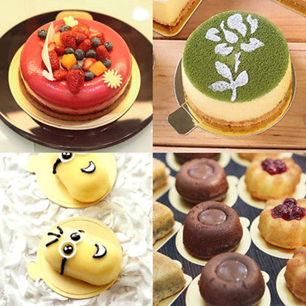 100 st/förpackning tårta kartong mini tårtbräden cupcake dessertbricka multiformad papper gyllene botten tårta bakverk dekorativt kit party