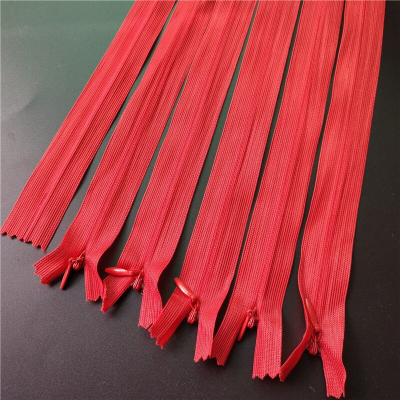 10 stks/partij 25/40/50/60 CM rode kleur Onzichtbare rits rugkussen Rok Verborgen 3 # Nylon Rits voor naaien/Kledingstuk accessoire DIY