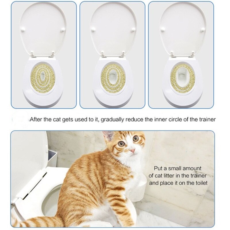 Cat Toilet Training Kit, Step by Step Kitten Pet Toilet Training System, Litter Tray Mat, Kitty Urinal Seat Toilet Trainer