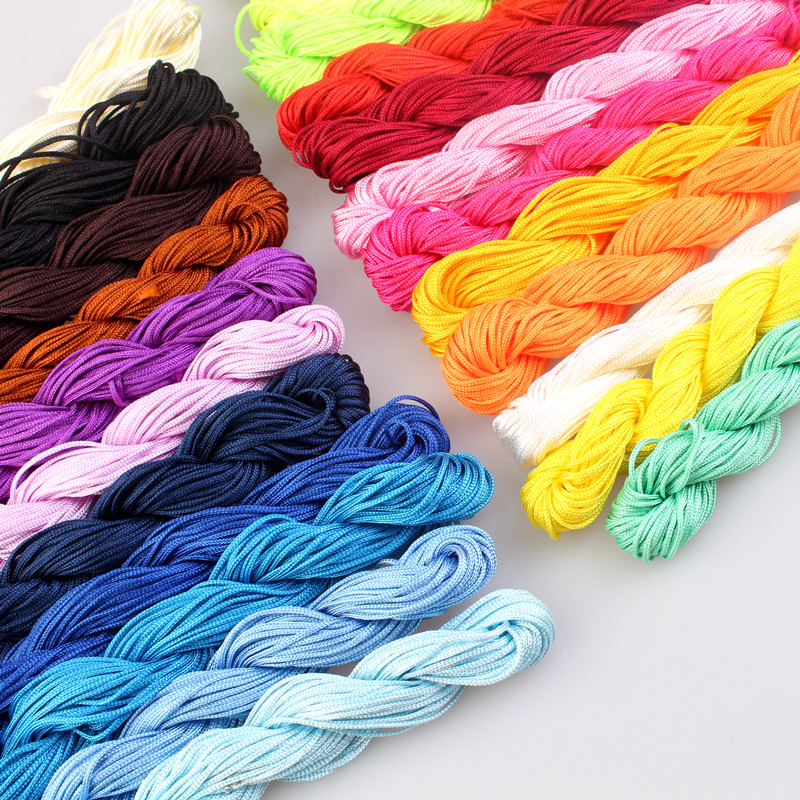 Cordón anudado chino de nailon, 23 colores, 1mm, hilo de macramé Shamballa, cordón para cuentas para fabricación de pulseras