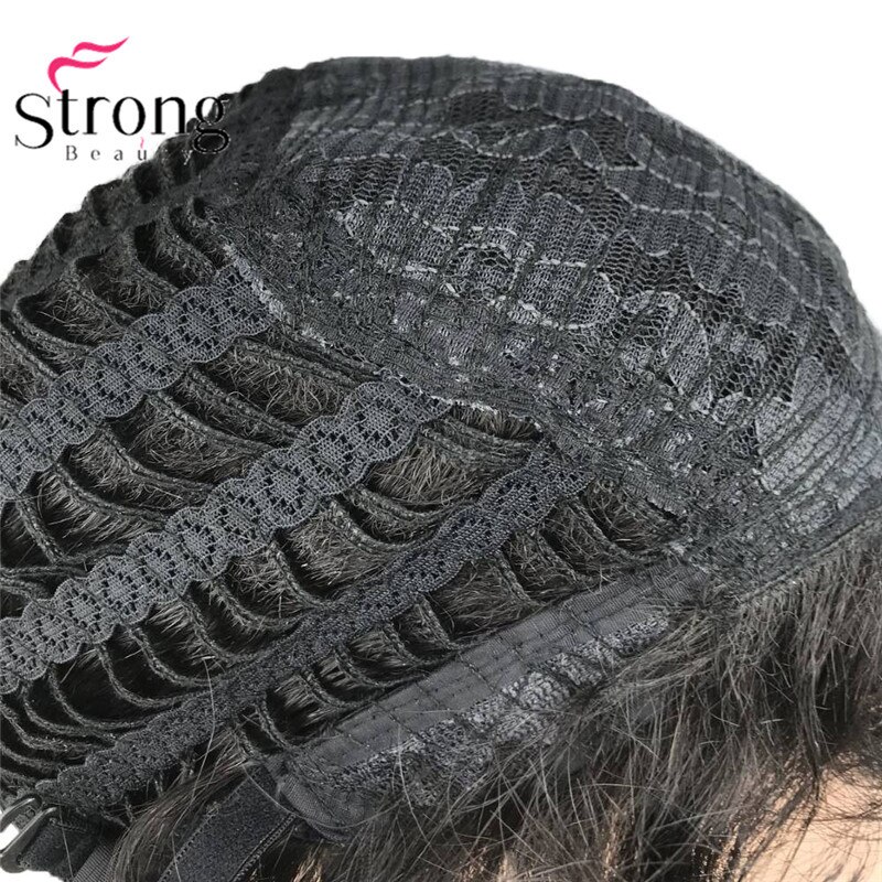 Strongbeauty svarta korta män peruker syntetisk hel peruk för #39