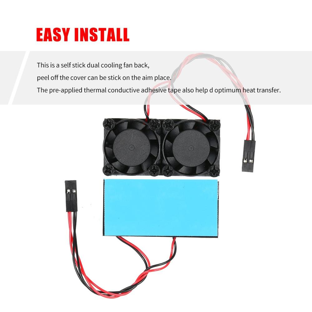 Universal Raspberry Pi Cooling Dual Fan DC 5V and RAM Copper Heatsink for for Raspberry Pi 4 Model B Raspberry Pi 3/2 Model B 3B