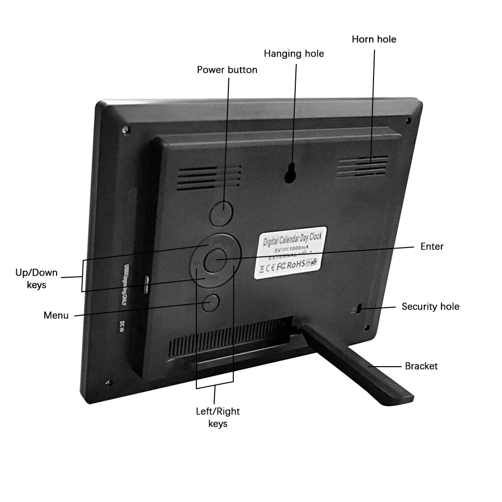 Large Screen LED Digital Alarm Clock With Calendar Desktop Electronic Time Reminder For The Elderly Electronic Clocks US Plug