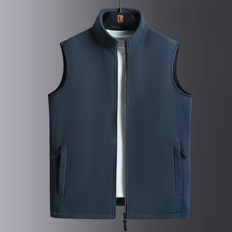 Gilet doublé polaire pour hommes, vêtements de papa décontractés, chauds, vêtements d'extérieur d'automne et d'hiver, coupe ample, veste confortable en mousse à particules: 4G / BLANC