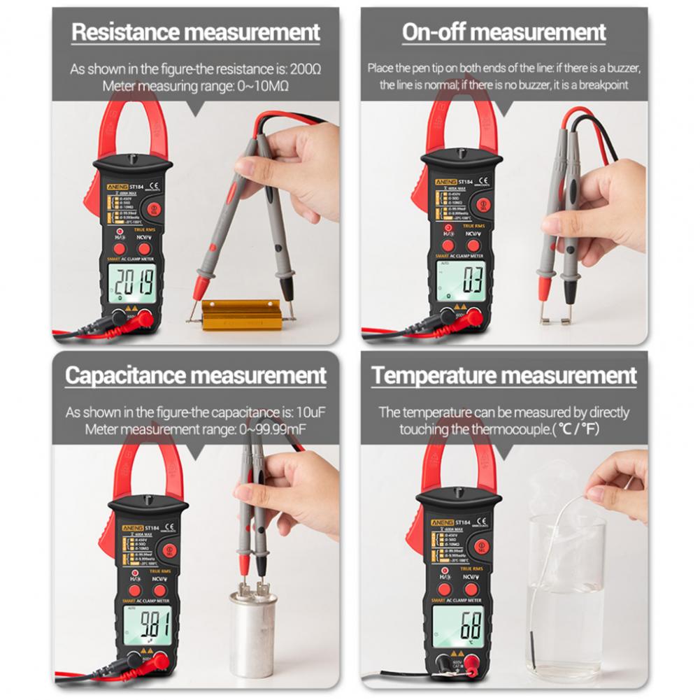 6000 Counts Electrician Clamp Multimeter Simple Use Temperature Measurement Practical Large Display Digital Clamp Meter
