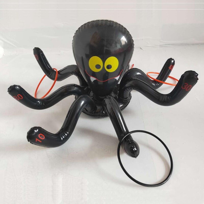 2 Set Inflate Octopu Pool Ring Toss Game(2 Inflator Octopus with 8 Ring) for Halloween Party Ferrule Swimming Pool Toys