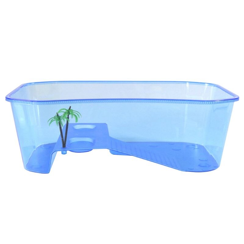 Caja de vivero de reptiles para tortugas, rampa de bastidor, tanque de Acuario, accesorios de herramientas de comida: Blue
