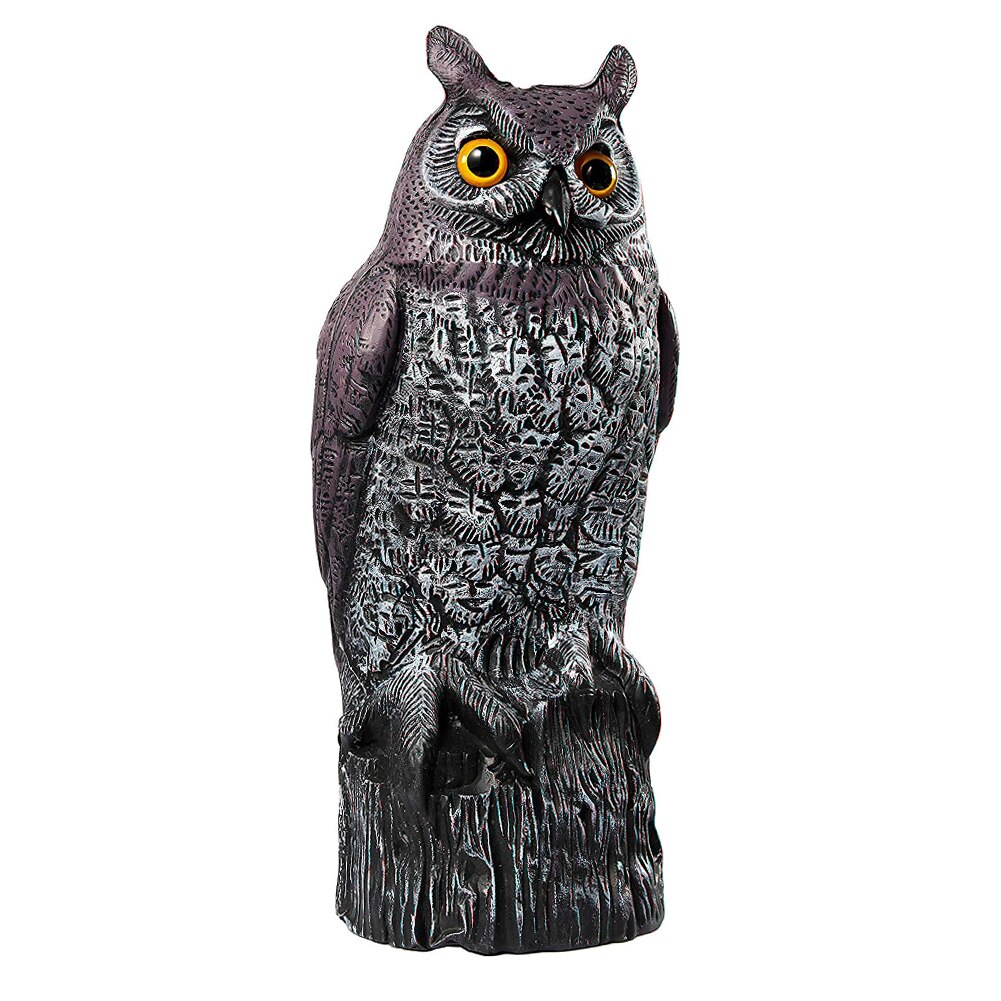 Odstraszacz ptaków fałszywy wabik sowa z przerażającym dźwiękiem migające oczy drapieżnik wabik szkodnik ptaki wystrój ogrodu: normalna