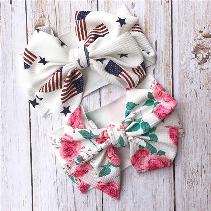 Diadema ancha con lazo grande para niña, turbante con estampado de lazo, cintas para el pelo para bebé, envolturas para la cabeza para niña, accesorios para el cabello