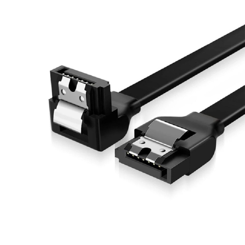 SATA-kabel III 6 Gbps hoek- en rechte SATA-datakabel 50 cm zwart Sata 3-snoer met vergrendelingsvergrendeling voor HDD SSD CD-stuurprogramma CD-schrijver: WHITE